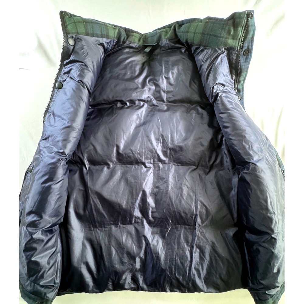 Vineyard Vines Black Watch Plaid Puffer Vest Mens Goose Down Navy Green - Picture 7 of 9